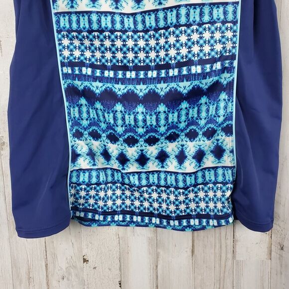 Lands' End Tankini Racerback Swim Top Blue Geometric Size 8 - Picture 6 of 8